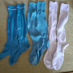 サッカーソックス 青 白 3足セット