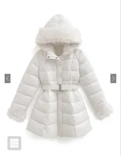 ベルト付きファーAラインダウンコート　kd79 グレイル　grl ホワイト