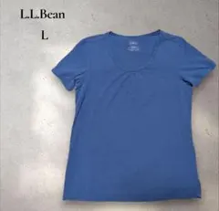 【L.L.bean】Tシャツ 青 ブルーシンプル スクープネック U字型 Lのサムネイル