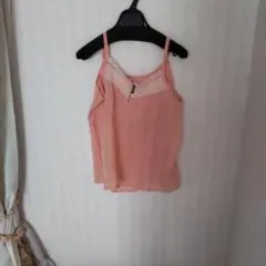 ピンク キャミソール レース トリム