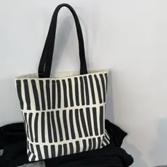 トートバッグ 北欧 通勤 通学 モノトーン キャンバス 大容量 サブバッグ
