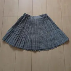 チャーム付き グレー系チェック プリーツスカート