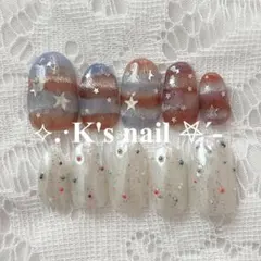 ネイルチップ♡現品 ニットネイル ニュアンス ボーダー y2k 韓国 バーコード