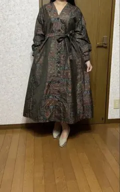 着物リメイクノースリーブ ロングワンピース 大島紬 正絹 - メルカリ