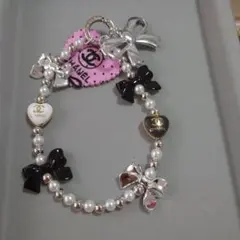 リボンハートチャームストラップ