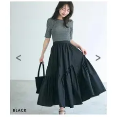 ベースメントオンライン　ギャザー切り替えスカート　ブラック