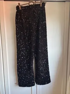 スパンコール ジョガーパンツ ブラック ダンス ステージ衣装 キラキラ