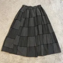 【アメリカンホリック】黒 白 ドット柄 プリーツスカート F