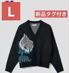 グラニフ　ジョジョ　猫草｜ウォッシャブルジャカードニットカーディガン　XL 猫草｜ウォッシャブルジャカードニットカーディガン｜ユニセックス