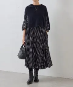 BEARDSLEY 　ドットギャザーワンピース