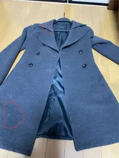 グレー ダブルブレスト ウールコート