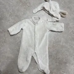 70cmひつじフリースロンパースと帽子セット