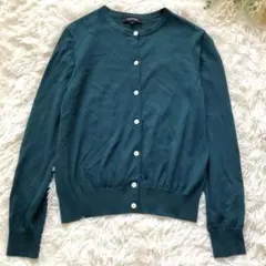 美品 アンタイトル ティールカラー ニットカーディガン 長袖 M 青緑 毛100のサムネイル