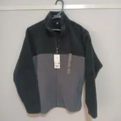 新品 UNIQLO フリースジャケット ツートン 黒&グレー S