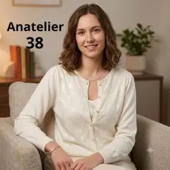 【Anatelier】ホワイト レース 春秋冬 長袖 カーディガン 38サイズのサムネイル