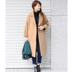 DOORS キャメル 茶 チェスターコート モッサコート ウール混紡