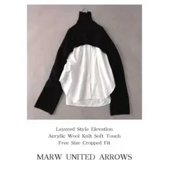 極美品 MARW UNITEDARROWS ショート丈 タートルニット ブラック