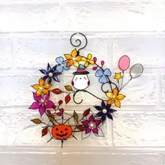 ★シマエナガのハロウィンリース　ワイヤークラフト　ワイヤーアート★