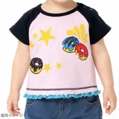 e.a.B （BeBe ） 半袖Tシャツ 80 女の子 ピンク 黒のサムネイル