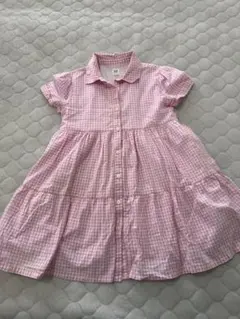 GAPピンクのチェック柄 半袖ワンピース