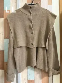 レディース/L L/ベージュリブ編みハイネックニットセット