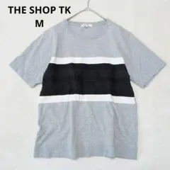 ザショップティーケー　メンズ Tシャツ　半袖 グレー系　ボーダー　M　コットンのサムネイル