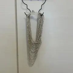 シルバー 多層ビーズ ロングネックレス
