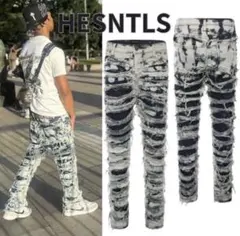 【H.ESNTLS】Ericbjr着用デニム ダメージ ジーンズ フレア デニム