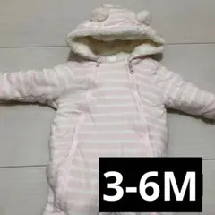 GAP ジャンプスーツ　耳付き　裏起毛　ピンク　(3-6M)