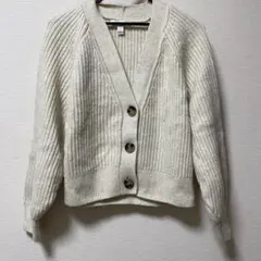 H&M アイボリー リブ編み カーディガン S