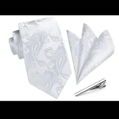 【HISDERN】ペイズリー柄 ホワイト ネクタイ パーティー 結婚式 二次会