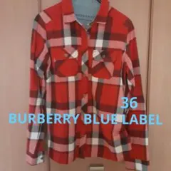 BURBERRY BLUE LABEL レッドチェック長袖シャツ