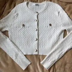 INGNI ホワイト クロップドニット Mサイズ