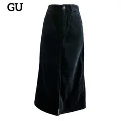 GU ブラック コーデュロイ ロングスカート