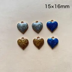 ハートのチャーム　6個　15×16mm　ゴールド　アソート　現品　P739