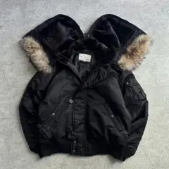 極美品■AVIREX【2XL】N-2B 2WAY フライトジャケット ブラック