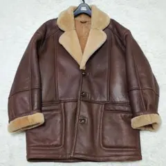 美品✨リアルムートンコート メンズ Lサイズ 羊革 本革 ブラウン ボア