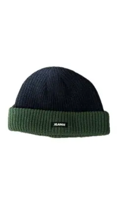 XLARGE ニット帽 ネイビー/グリーン
