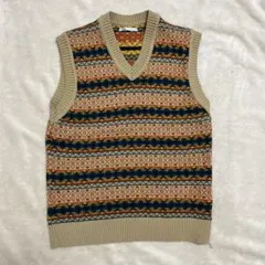 ZARA ニットベスト ノルディック柄 古着風