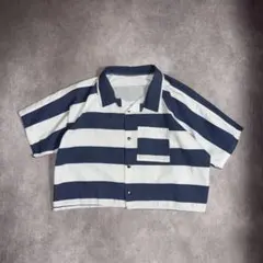 DRIES VAN NOTEN ボーダー柄 ハーフボタン ハイゲージ ポロシャツ