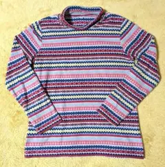 【XLサイズ】ユニクロ フリース Tシャツ タートルネック 総柄 長袖