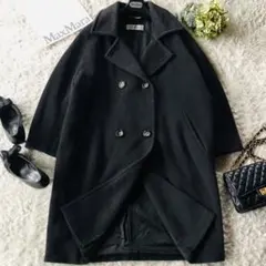 美品✨マックスマーラ ロングコート カシミヤ 女優襟 白タグ グレー 40