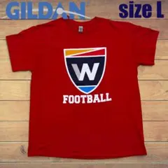 US古着 W フットボール アメフト ビッグロゴ カレッジ Tシャツ L 赤