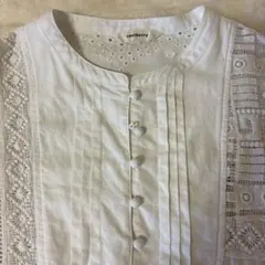 soulberry 刺繍，レースホワイト長袖シャツ　3L 綿100%のサムネイル