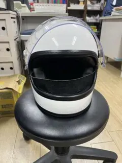 侍フルフェイスヘルメット　ホワイト　本革オーダーマスク付きのサムネイル