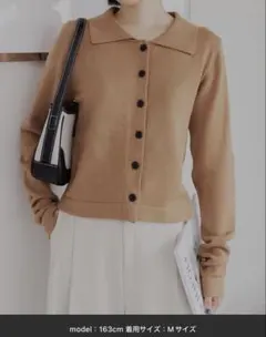 CHAN ME ショート丈　ポロ　カーディガン　チャンミ　キャメル