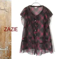 美品　ZAZIE／ザジ★　チェック　シースルーブラウスのサムネイル
