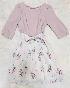 Rew de Rew 七分袖　ピンク　切り替えワンピース