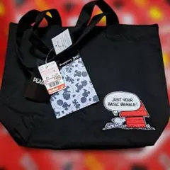 スヌーピー刺繍トートバッグ ブラック