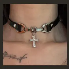 【新品】十字架 チョーカー レザー パンク 地雷系 ゴスロリ Y2K